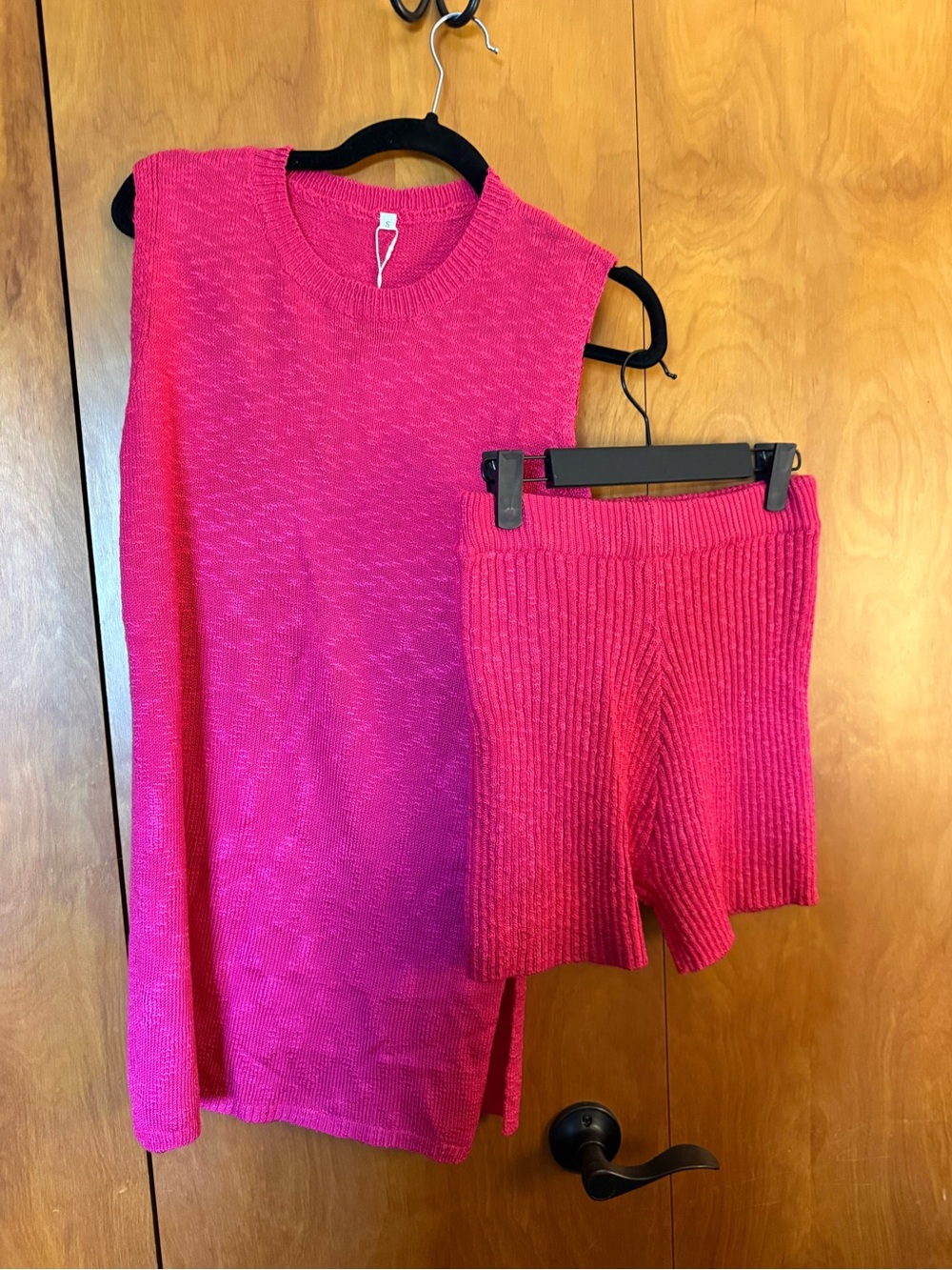 Amazon Hot Pink Knit Tank Dress with Matching Ribbed Shorts NWT
